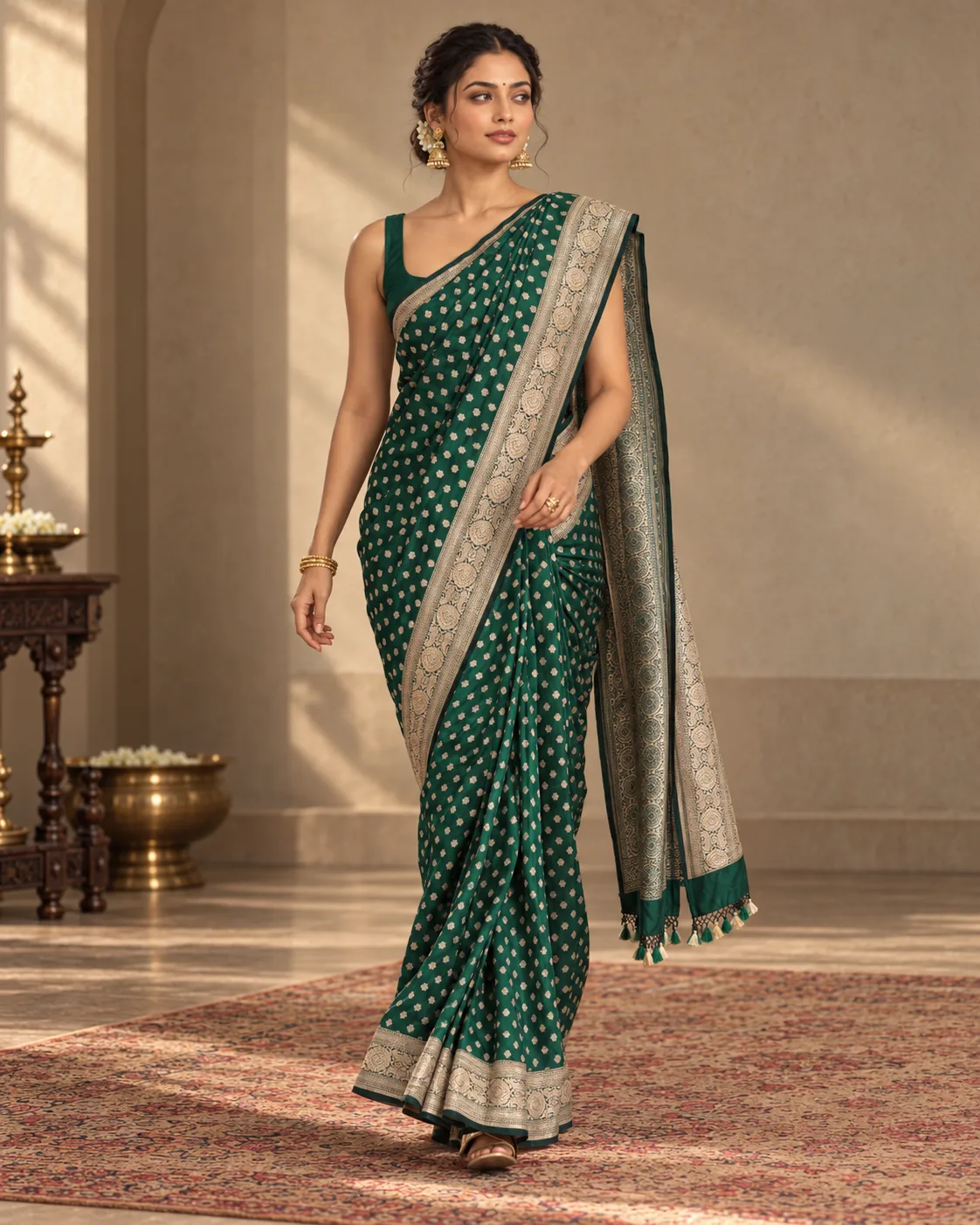Katan Silk Saree -Green