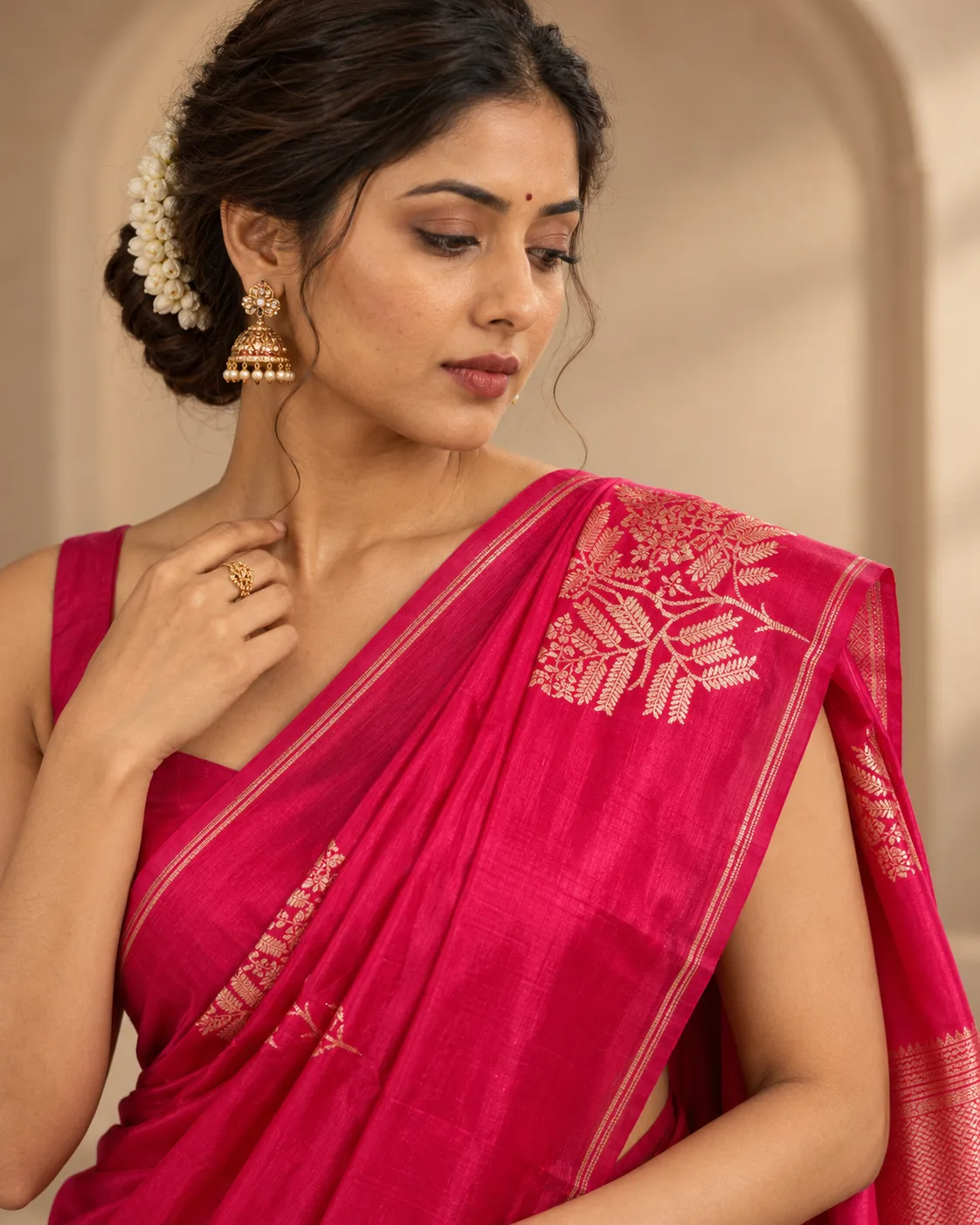 Rani Pink Puna Silk Saree