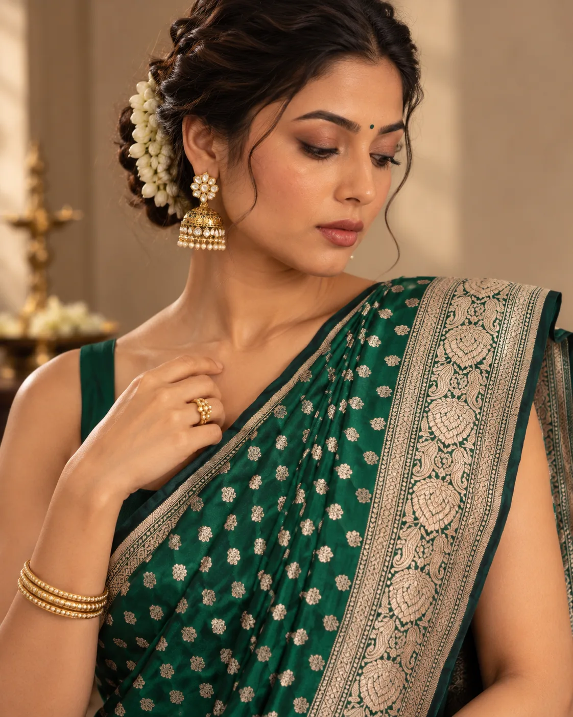 Katan Silk Saree -Green