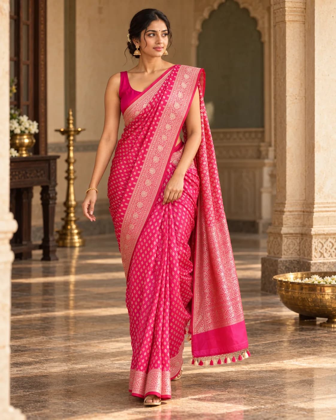 Katan Silk Saree - Pink