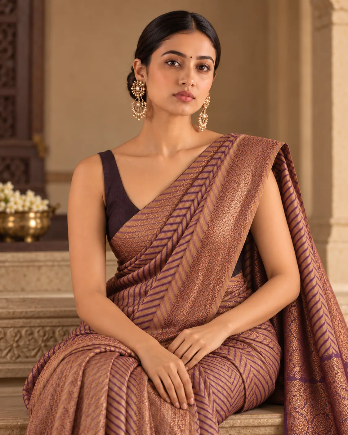 Wine Kora Silk Saree