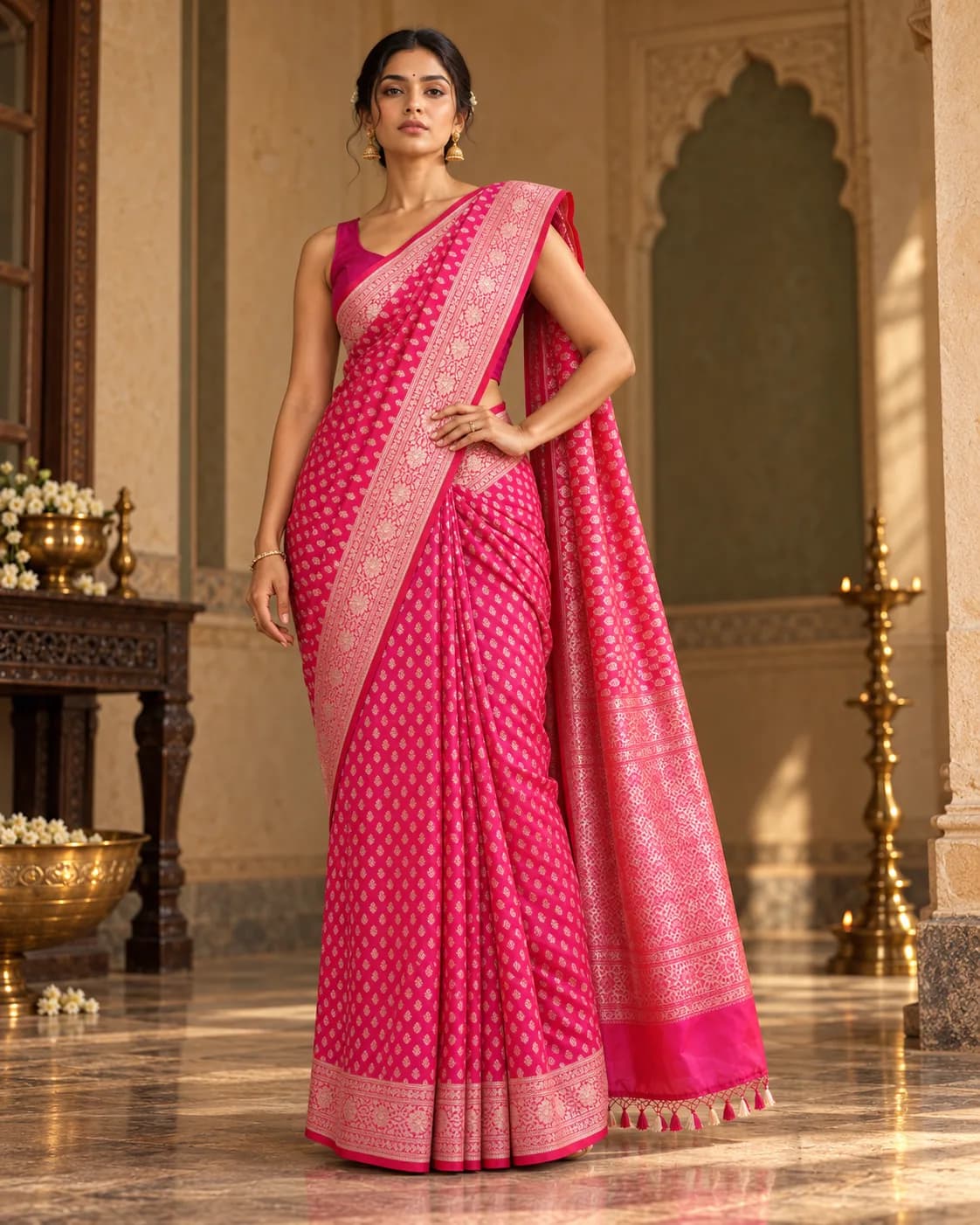 Katan Silk Saree - Pink