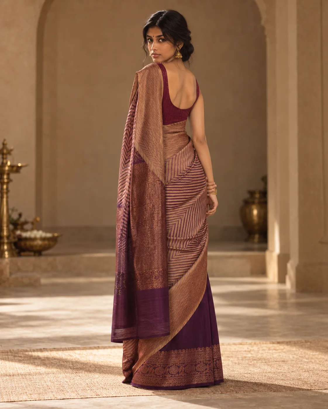 Wine Kora Silk Saree