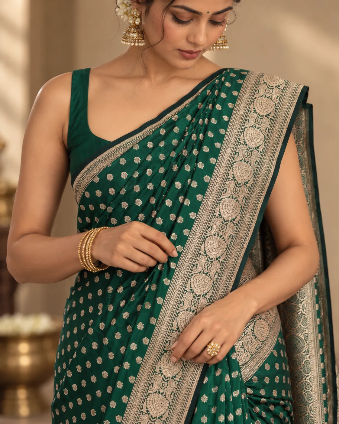 Katan Silk Saree -Green