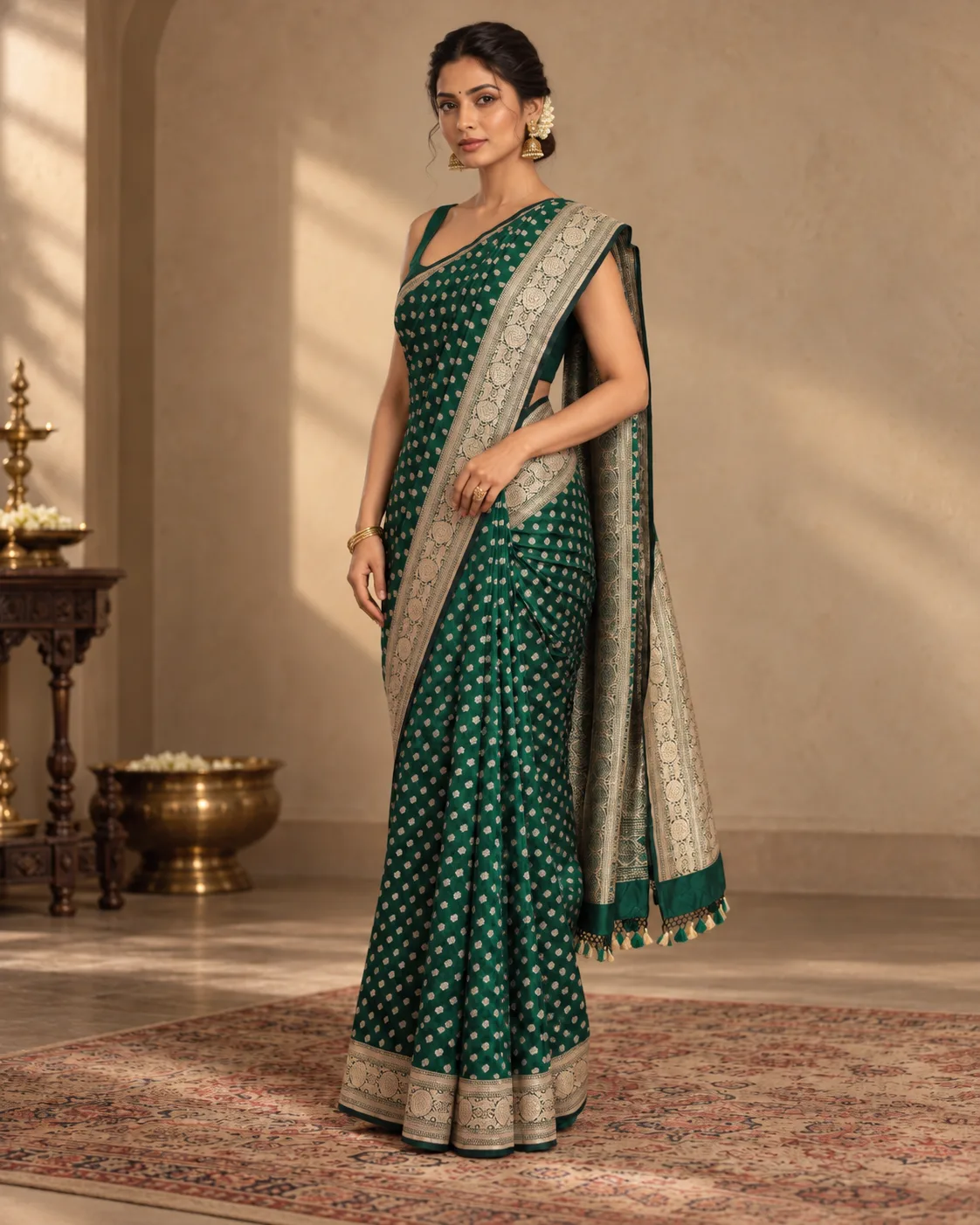 Katan Silk Saree -Green