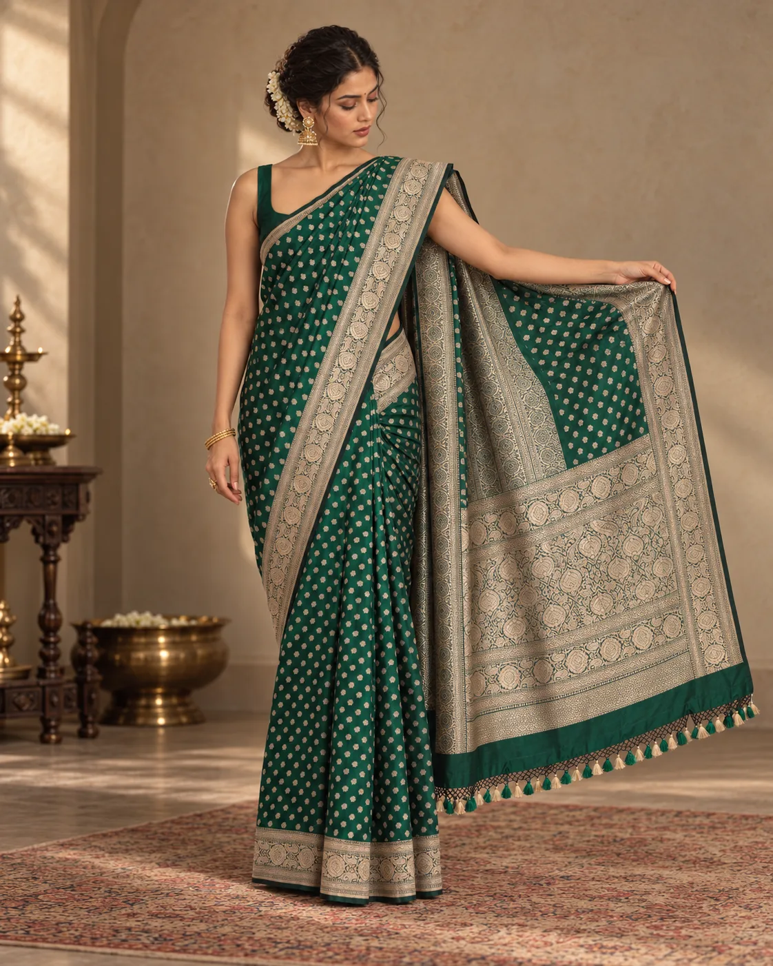 Katan Silk Saree -Green