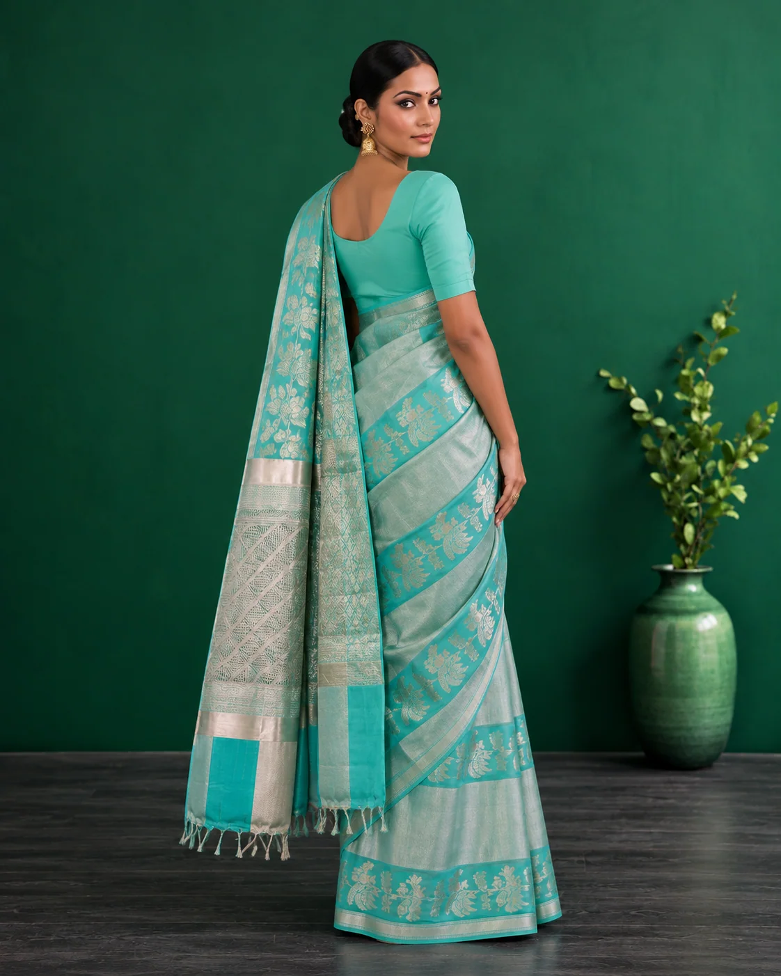 Blue Tissue Kora Silk Saree