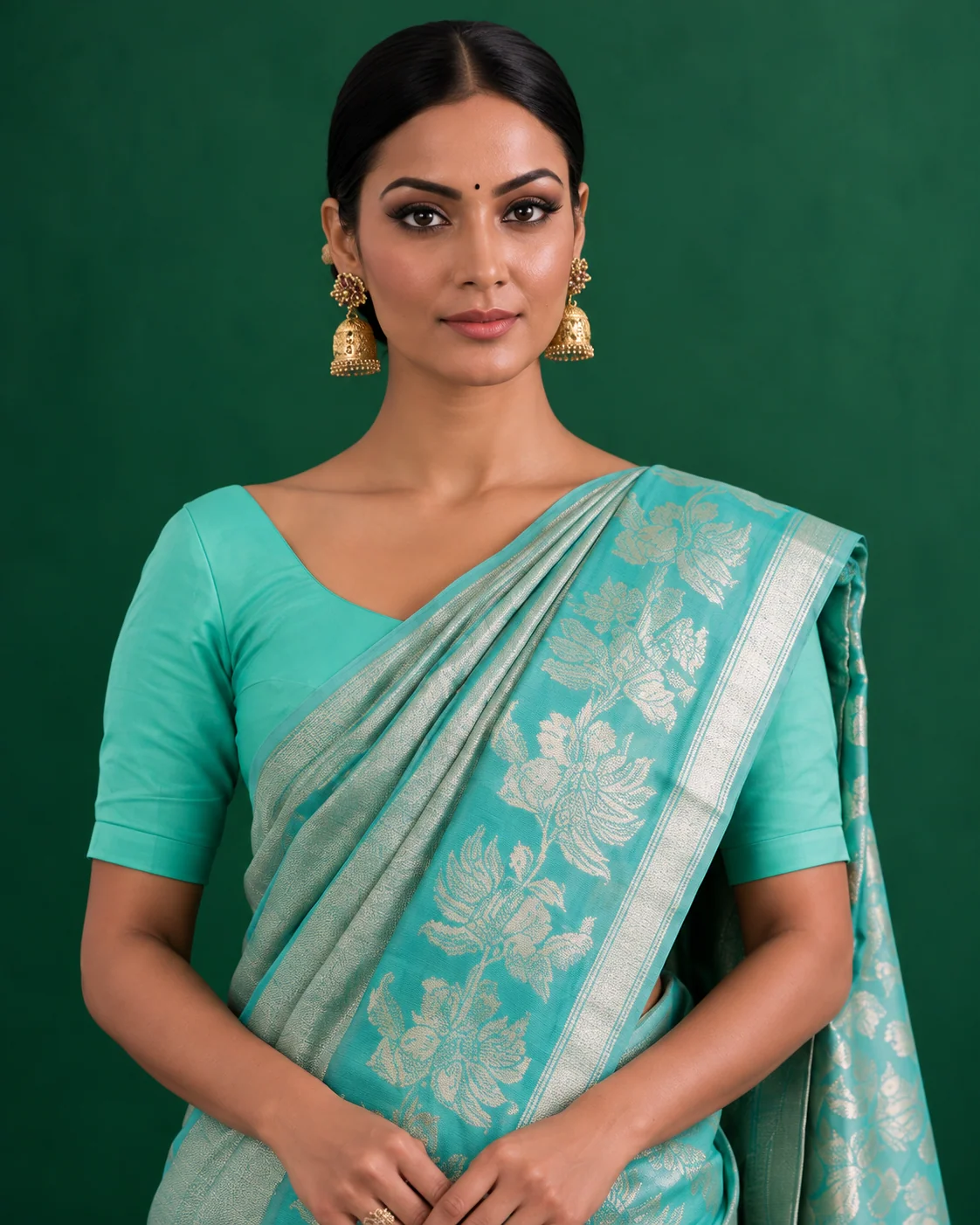 Blue Tissue Kora Silk Saree