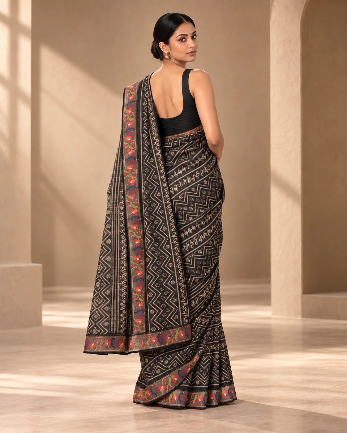 Pure Tussar Printed Saree, Embroidered Pallu