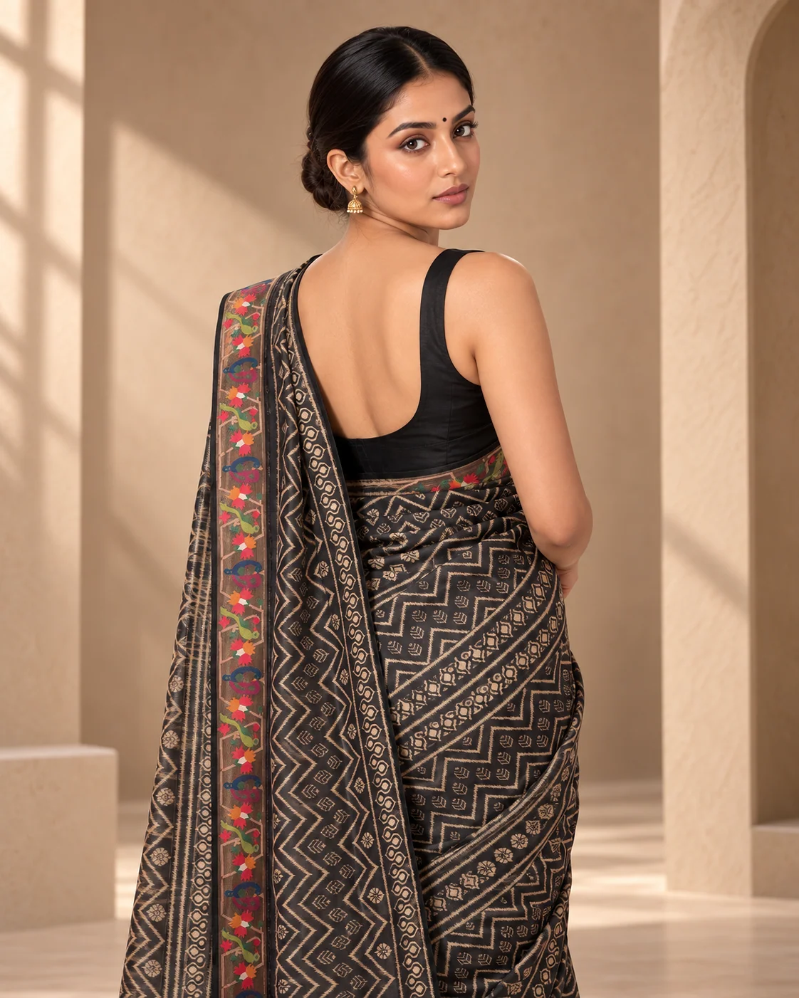 Pure Tussar Printed Saree, Embroidered Pallu
