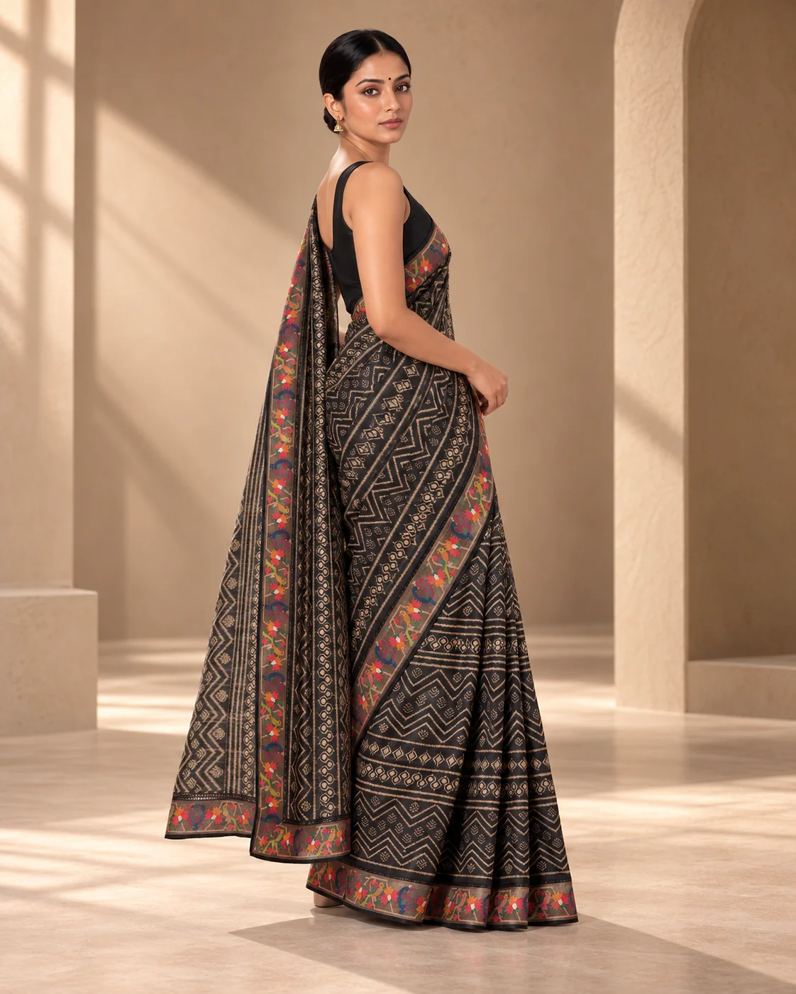 Pure Tussar Printed Saree, Embroidered Pallu